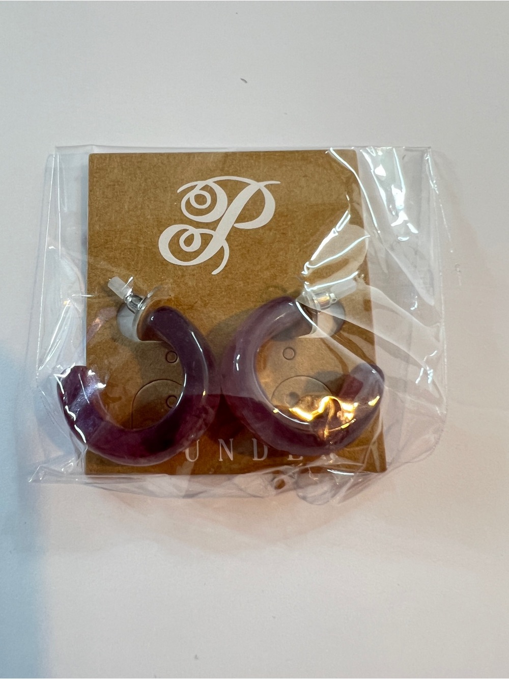 Plunder Purple Marbled Acrylic Open Ended Hoop Earrings